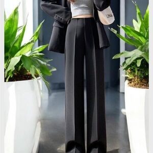 Elegant Black Wide Leg High-Waisted Pants